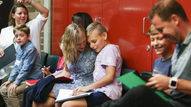 Chuckles and nerves amid preparations for hopefuls including Kyle Banfield, centre,  before auditions yesterday. Picture: Justin Lloyd