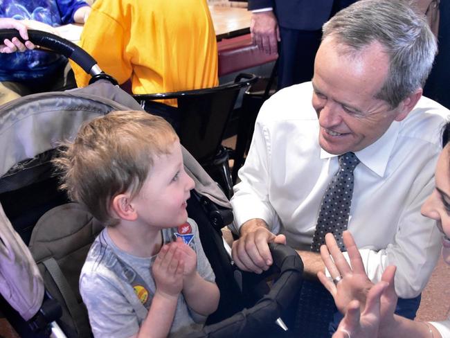 Bill Shorten with a young admirer in Penrith on Friday / Picture: Supplied