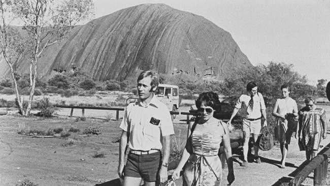 Michael and Lindy Chamberlain at Uluru. Picture: Barry O'Brien