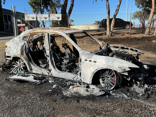 Police are investigating after firefighters rushed to Golden Grove to find a Maserati on fire.