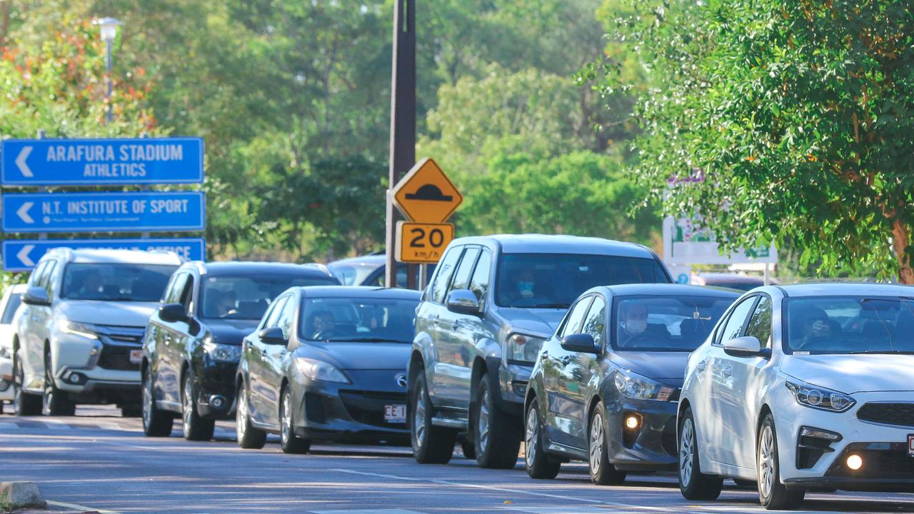 Darwinites queued at testing facilities during the past two weeks, where 25,000 tests were conducted since June 26. Picture: Glenn Campbell