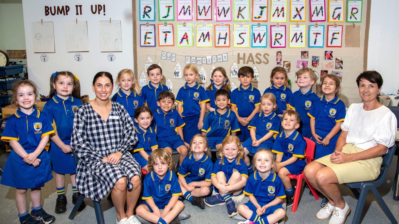 My First Year 2022: Mater Dei Primary School Prep Jade. Teacher Georgia Ford (left) and teacher aide, Julia Hunt. March 2022 Picture: Bev Lacey