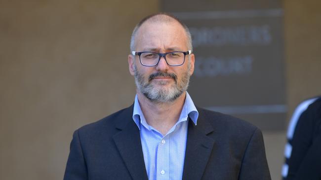 Radiologist Dr Michael Wilks leaves the Coroners Court on Thursday. Picture: AAP Image/David Mariuz