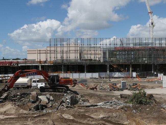 Construction continues on the re-development of the Pacific Fair Shopping Centre in Broadbeach. Picture by Scott Fletcher