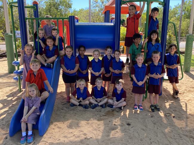 NHULUNBUY PRIMARY SCHOOL: TRANSITION B. BACK ROW (L-R): Liam Slater, Oceanah Taylor, Robby Bedwell, Wirake Groves and Jacob Augustin. MIDDLE ROW (L-R): Tahlia Ward-Jones, Onna Munchow, Sahara Geary, Maopa Kalesi, Amaya Ward-Jones, Josie Johnston, Kate King, Talha Mohammed Aslam, Helen Abbasfard, and Jasper Hutchinson. FRONT ROW (L-R): Will Tracey, Lucy Brady, Evan McTavish, Eddie Power, Corey Crowley, Gemma Knight and Patrick Mark.Absent: Trey Baylis and Nandi Langa. TEACHERS: Miss Bridie Schroeter and Miss Kady Bibby