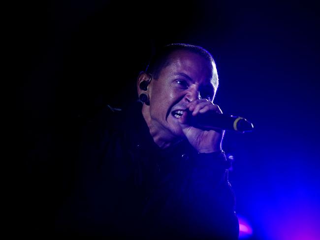 Linkin Park's American lead singer Chester Bennington during the Rock in Rio Lisboa music festival at Bela Vista Park in Lisbon. Picture: AFP