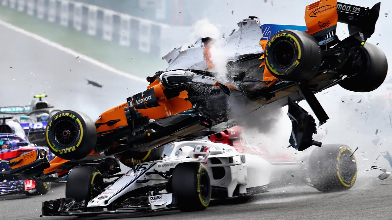 Formula One Halo device saves Charles LeClercs life as Fernando Alonso crashes at Spa in Belgium Herald Sun