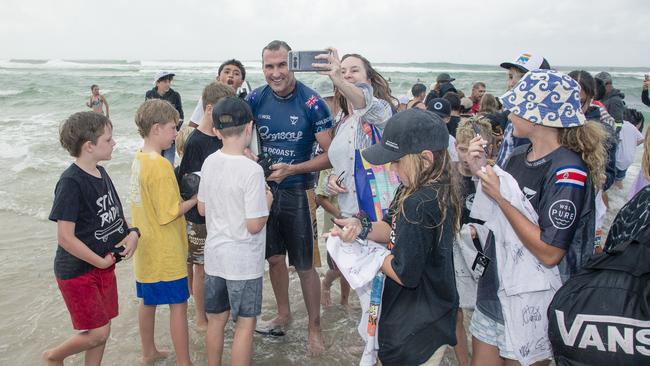 Joel Parkinson leaves the water after his heat at the Gold Coast Pro, Burleigh Heads. Picture: Glenn Campbell