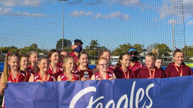 Grafton's division 1 under girls side celebrate their second playing in the state titles held in Grafton. Photo: Shirleyanne Blanchard