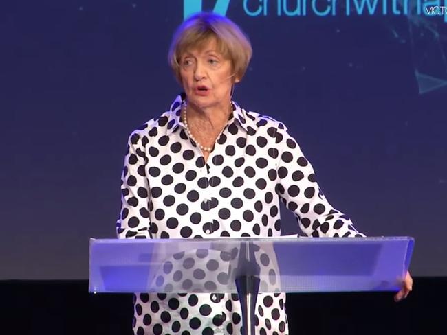 Margaret Court preaches at the Victory Life Centre.