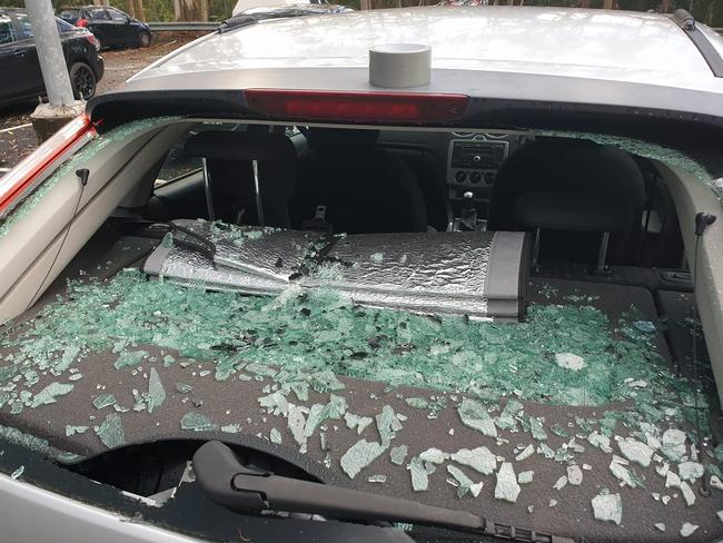 Hundreds of car windows were smashed by hail. Source: Twitter