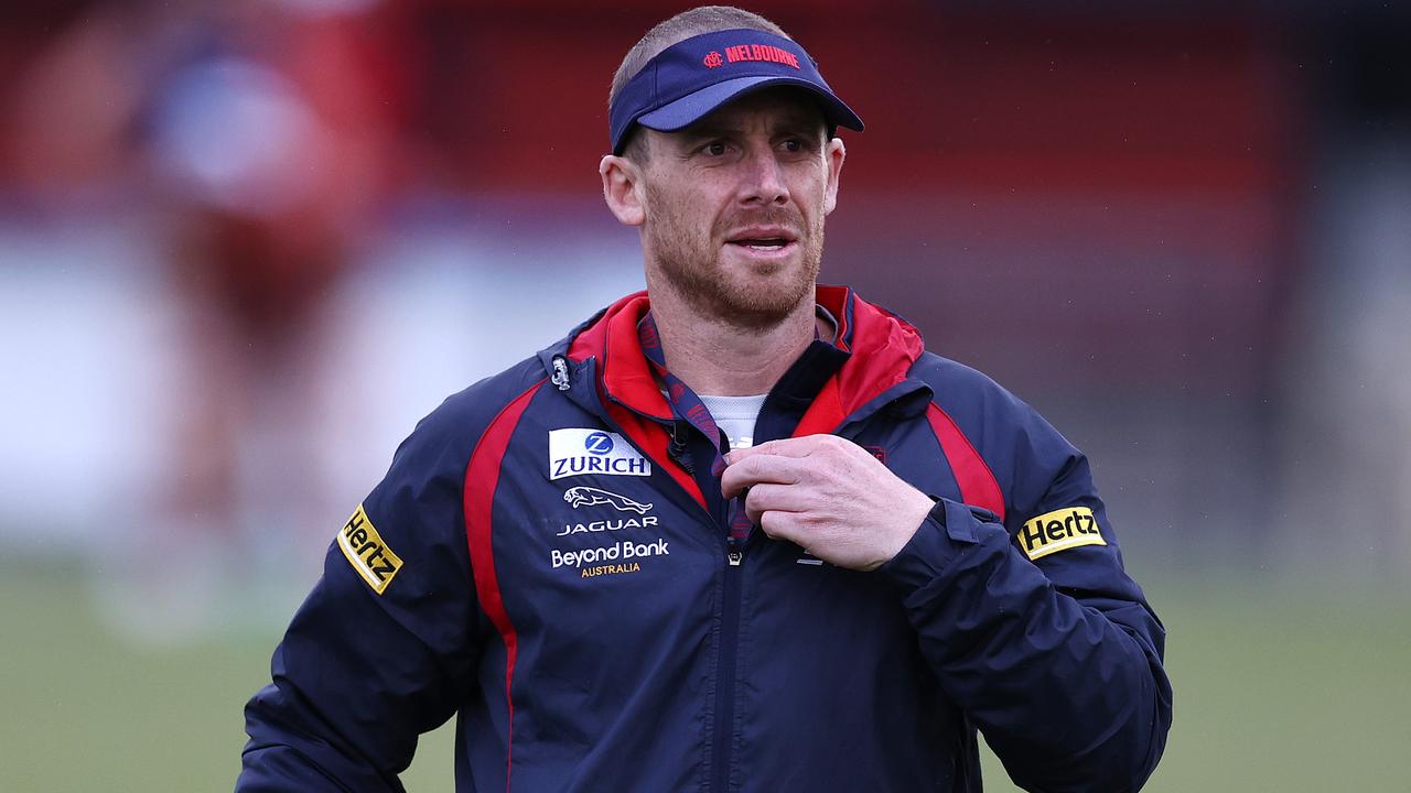 PERTH. 18/09/2021. Melbourne training at Mineral Resources Park. Simon Goodwin, senior coach of the Demons during todays training session. Photo by Michael Klein