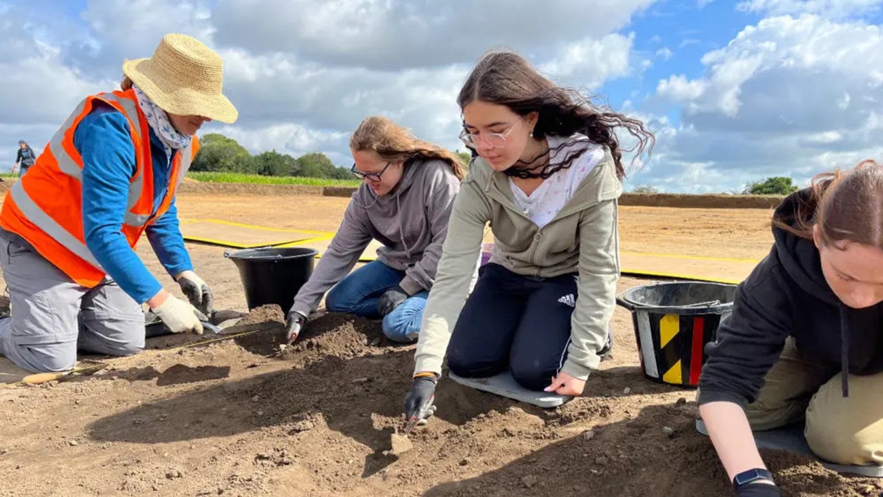 Volunteers excavating the remains of the ditch that enclosed the royal compound. Picture: Archaeological Archives and Projects Manager, Suffolk County Council