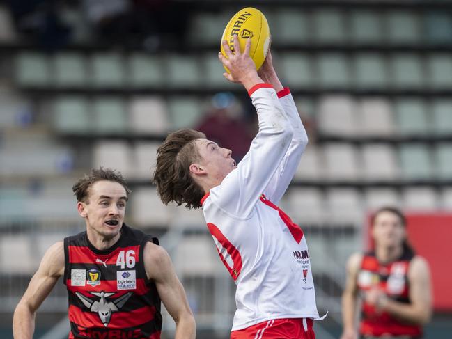 Jack Dolliver takes a mark for Clarence Picture: Chris Kidd