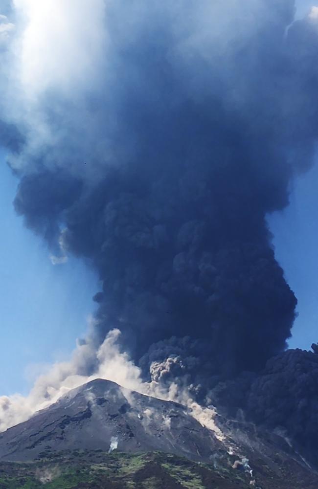 Smoke billows from the volcano on the Italian island of Stromboli on Wednesday, local time. Picture: Marta Carpinelli via AP