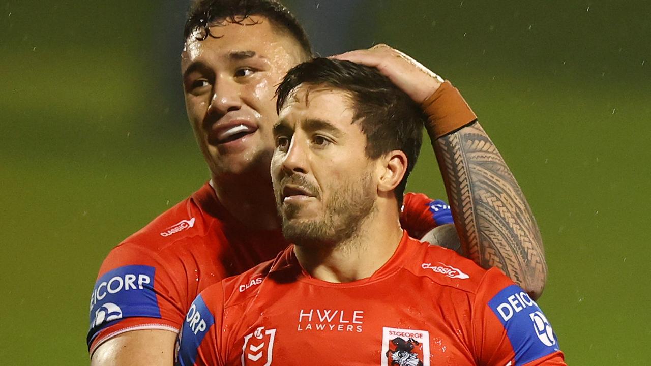 Ben Hunt celebrates the win over the Raiders. (Photo by Mark Nolan/Getty Images)