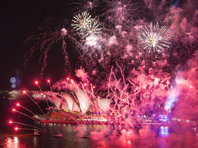 Australia Day fireworks at Darling Harbour. Picture: James Morgan