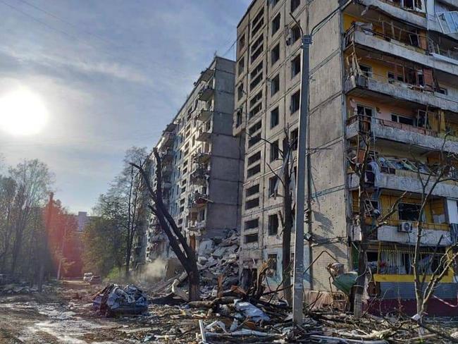 The strike on Zaporizhzhia came hours after a critical Russian bridge was destroyed in an explosion. Picture: Ukrainian State Emergency Service / AFP