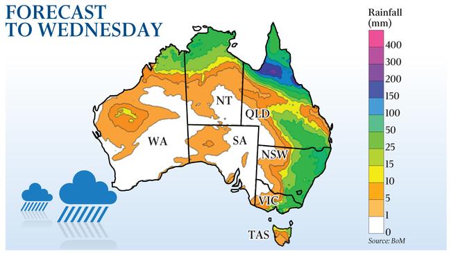 Storms are being triggered by a low-pressure system interacting with humid easterly winds moving across most of NSW. Source: BOM