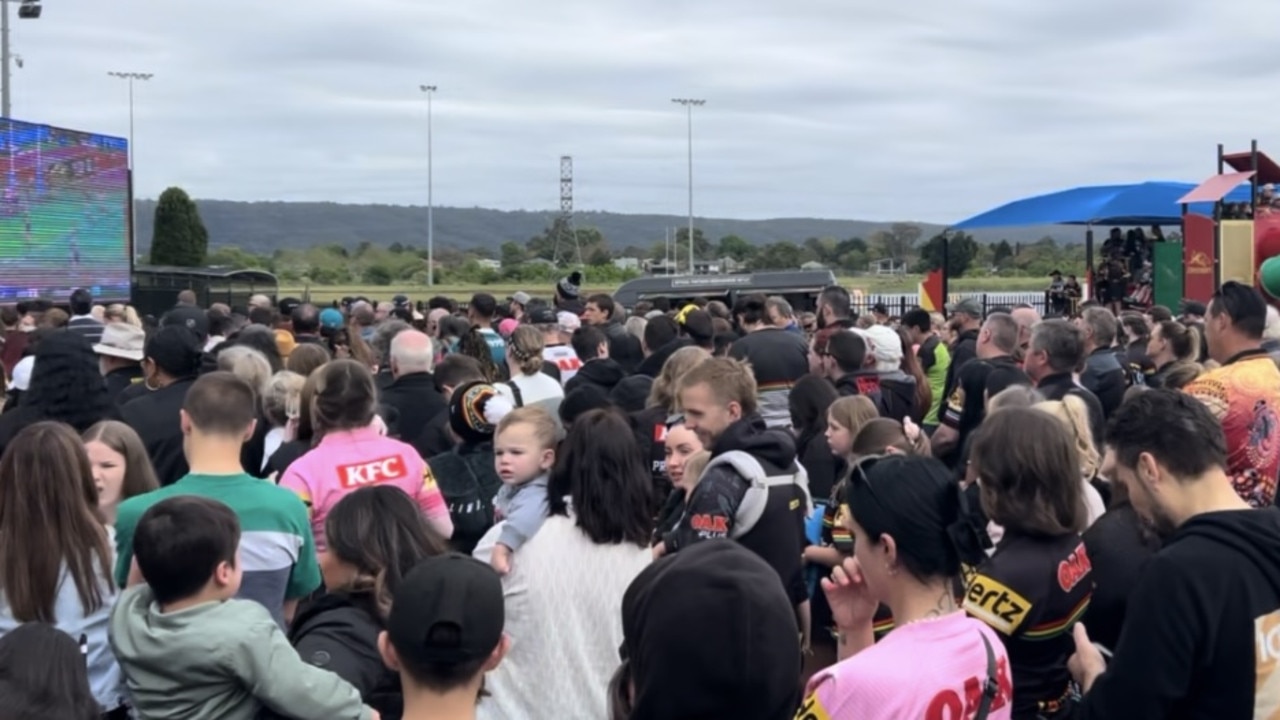 Panthers fans have turned out in force to celebrate the club's fourth straight NRL title.