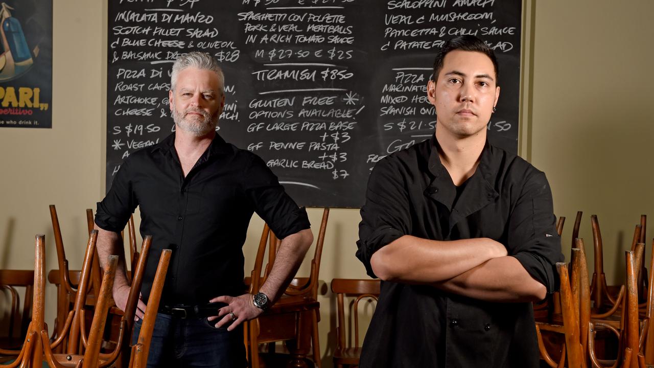 Amalfi's co-owner Frank Hannon-Tan at his restaurant in Frome Street with chef Chatchawan Simpson. Picture: Naomi Jellicoe