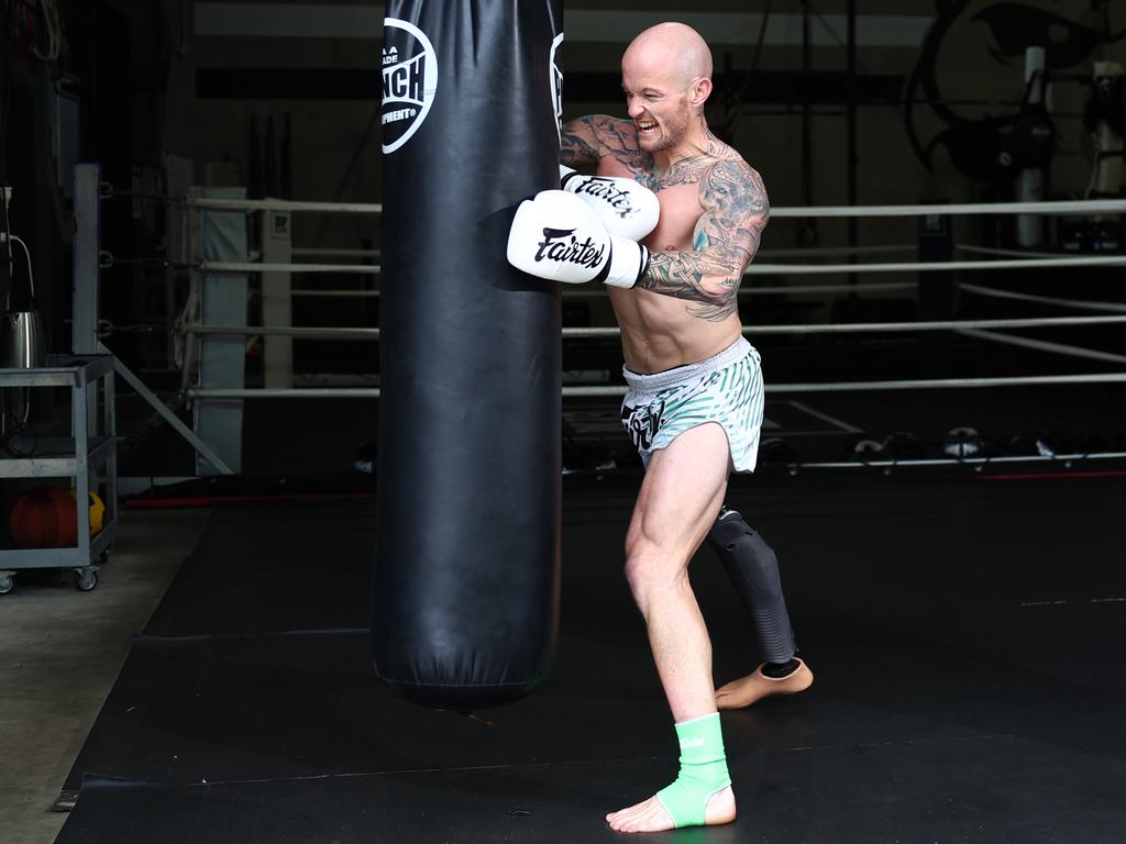 Amputee Glenn Dickson will compete in his first caged Muay Thai since losing his leg in a shark attack off Cardwell in 2017. Picture: Brendan Radke