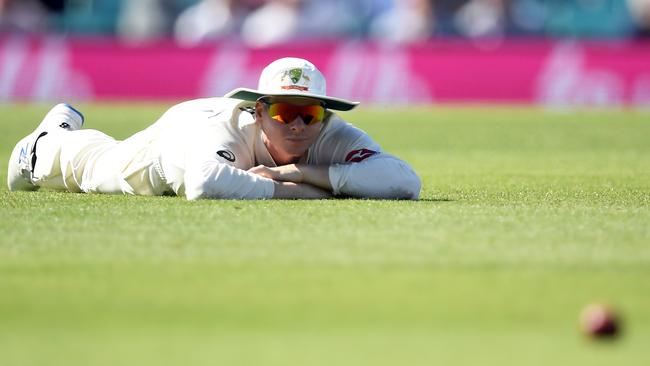 Steve Smith looks on after dropping Joe Root. Picture: Getty Images