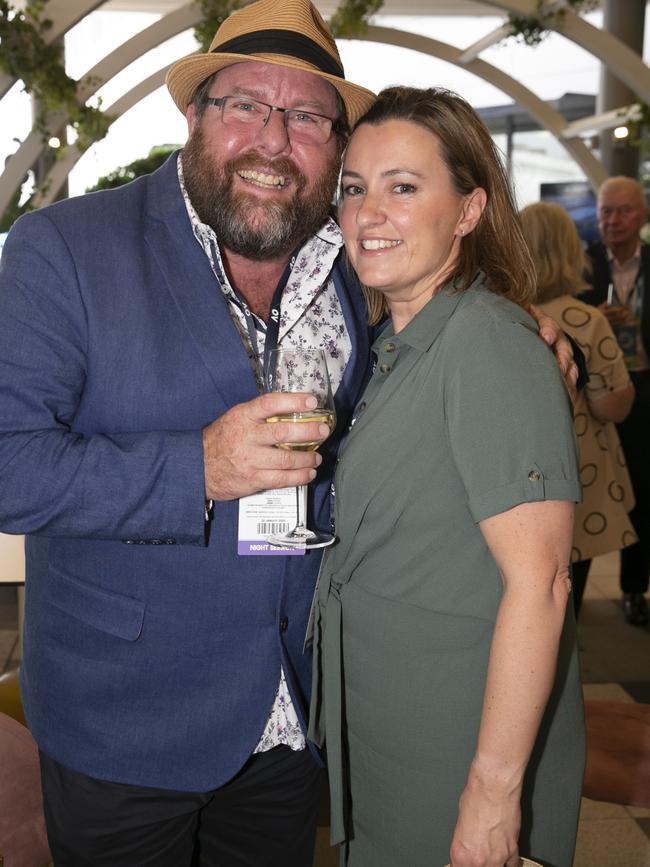 Shane Jacobson and wife Felicity Hunter. Picture: Fiona Hamilton/Tennis Australia.