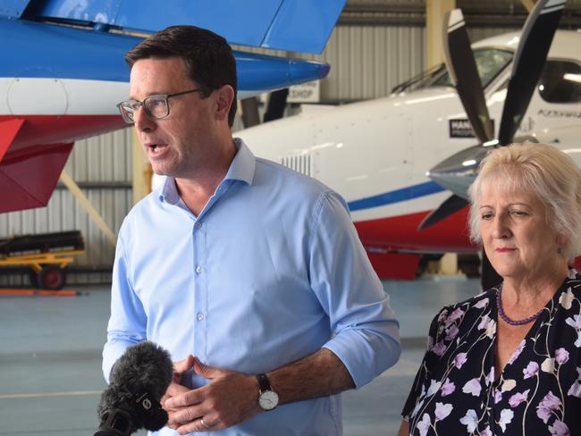 Nationals Leader David Littleproud and Member for Capricornia Michelle Landry at the Royal Flying Doctor Service base in Rockhampton.