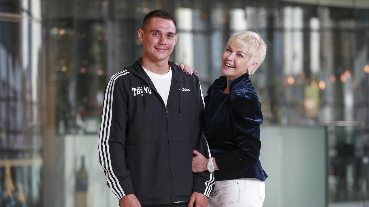 Tim Tszyu with his mum Natalia Tszyu. Picture: Justin Lloyd.