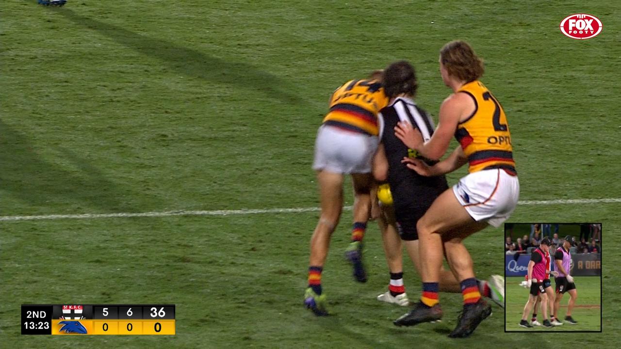 Mackay’s collision with Hunter Clark. Picture: Fox Sports