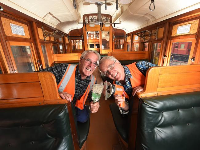 Twins Tom and Kevin Clark from the Elecrail Divison of Steamrail Victoria helped to restore Tait carriages. Picture: Rob Leeson