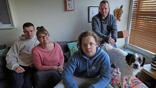 Quinn Lahiff-Jenkins, front, with his family. Picture: Stuart McEvoy.