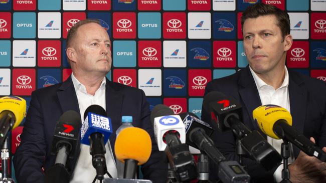 Crows chairman Rob Chapman and CEO Andrew Fagan. Picture: AAP/Emma Brasier