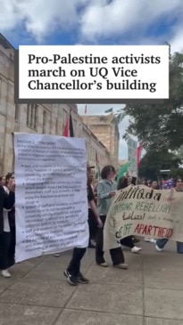 Pro-Palestine activists march on UQ Vice-Chancellor's office