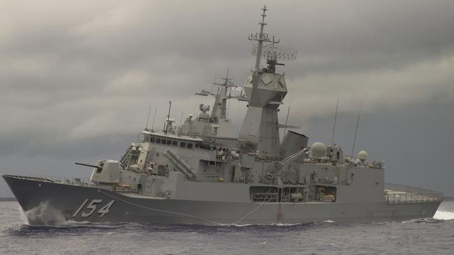 HMAS Parramatta makes a hard turn in the waters of Yap, Micronesia. *** Local Caption *** An Australian Defence Force (ADF) Joint Task Group, Indo-Pacific Endeavour 2017, is participating in a series of key Military Exercises throughout the Indo-Pacific Region. Running from September to November, Indo Pacific Endeavour will focus on enhancing military cooperation with some of Australia's key regional partners including Indonesia, Japan, Malaysia, Singapore, the Republic of Korea, the Philippines, Brunei, Timor-Leste, Thailand, Cambodia and the Federated States of Micronesia.  The deployment, in planning for more than 12 months, is part of ongoing efforts to enhance and develop strong positive relations with regional militaries through both dialogue and practical activities. The Joint Task Group will demonstrate the ADF’s ability to operate across the full spectrum of military operations, from high-end military capabilities such as anti-submarine warfare to humanitarian assistance and disaster relief.  HMAS Adelaide will be accompanied at various stages of the deployment by HMAS Melbourne, HMAS Darwin, HMAS Toowoomba, HMAS Parramatta and HMAS Sirius, making it the biggest coordinated task group deployment in many decades. Indo-Pacific Endeavour will also involve personnel from the Australian Army and Royal Australian Air Force and include Defence civilians, ADF helicopters and fixed wing aircraft.