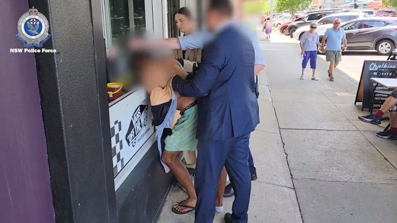 The man being arrested by the police. Picture: NSW Police