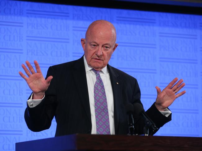 Former US director of National Intelligence James Clapper has warned Australia needs to be “very wary” of the influence of foreign powers. Picture: Kym Smith