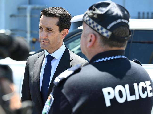 29/10/2024: New Premier David Crisafulli visits the Upper Mount Gravatt Police Station, and holds a press conf afterwards. pic: Lyndon Mechielsen/Courier Mail