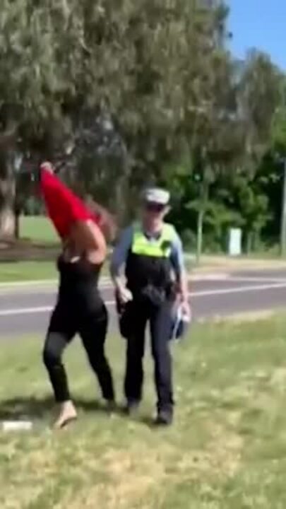 Lidia Thorpe tussles with police in Canberra