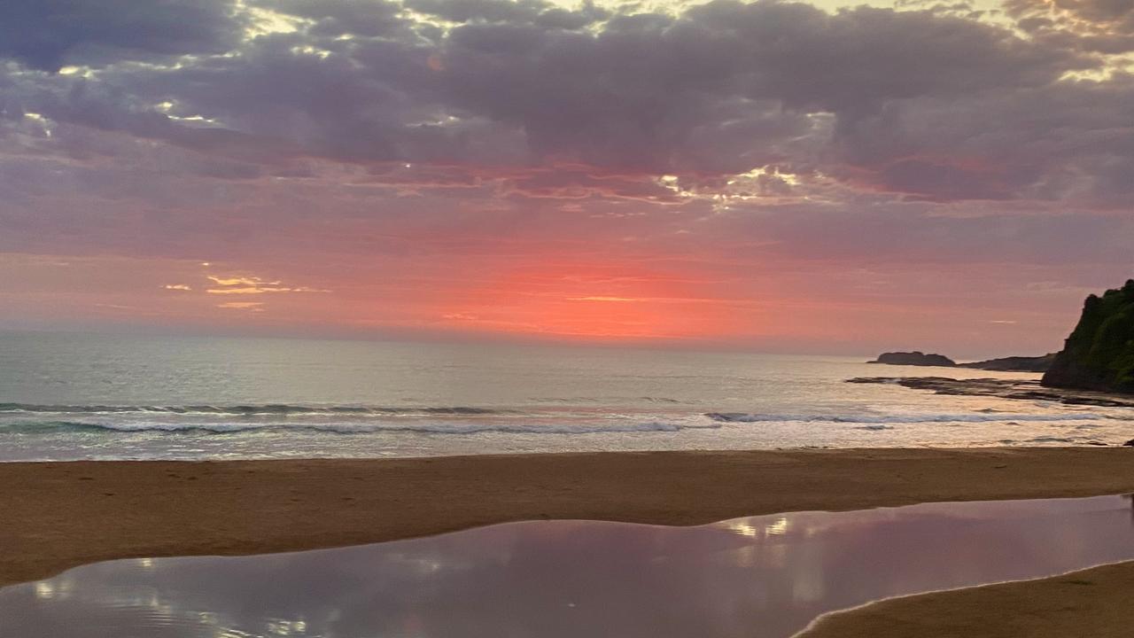 A morning sunrise on the train from Kiama to Sydney. Nick Martin said the commute is long but the sunrises make it worth it.