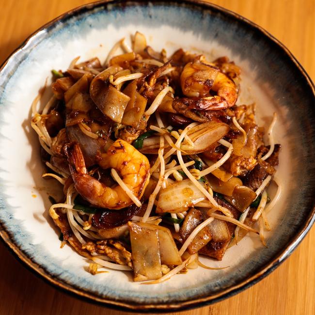 Pot Sticker Dumpling House’s Char Kway Teow which features fresh rice noodles tossed in a searing hot wok and flavoured with salty soy and sweet kecap manis doesn’t disappoint. Picture: MIREILLE MERLET