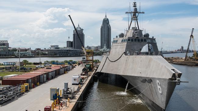 Look for growth possibilities on the horizon. ‘The reason we want US subs is the same reason we want Austal to fill in the gaps above the water.’ Above, the Australian-designed US navy ship USS Jackson, built at the Austal USA shipyards in Alabama.