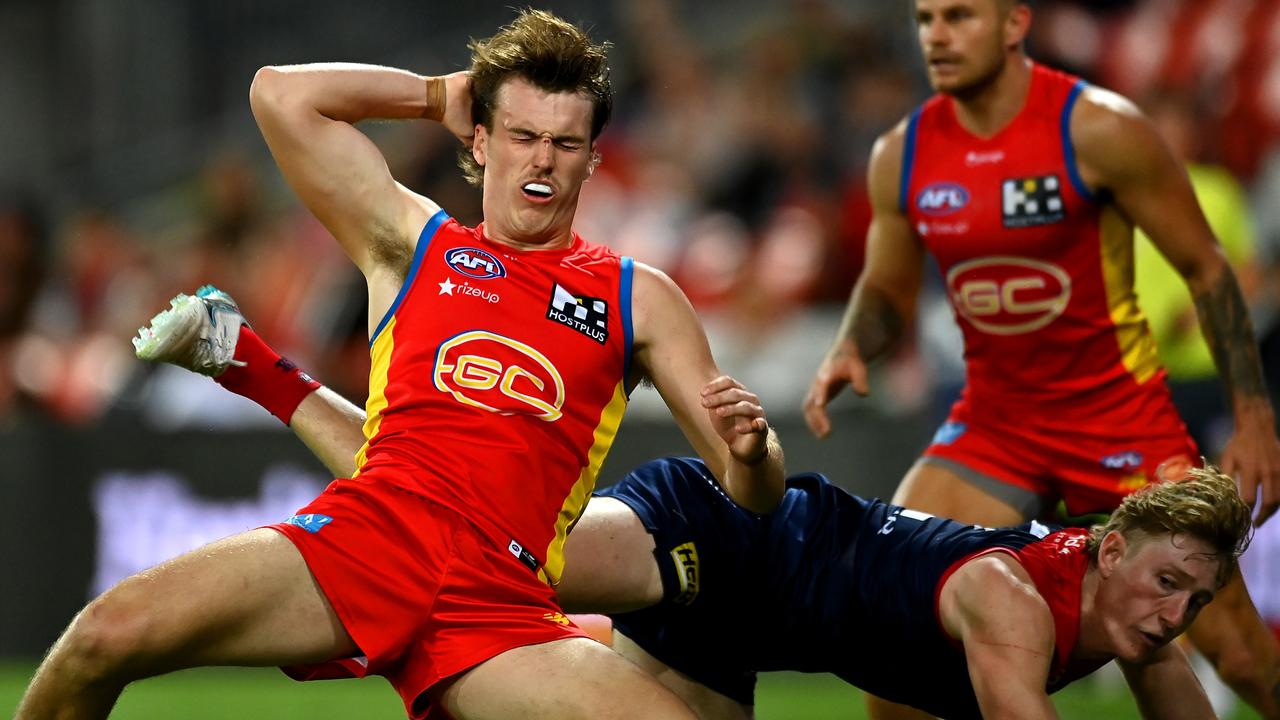 Ballard immediately grabbed his head. Photo by Albert Perez/AFL Photos via Getty Images