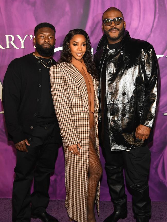 L-R: Trevante Rhodes, Kelly Rowland, and Tyler Perry at the film’s premiere. Picture: Getty