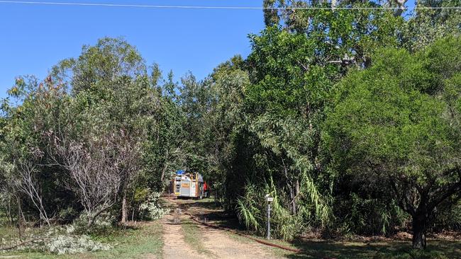 Firefighters at the scene of a house fire on Mystic Ave, Balgal Beach. Photo: Matt Taylor