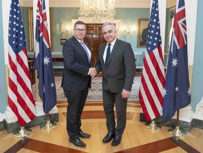 Australia’s Defence Industry Minister Pat Conroy with US Deputy Secretary of State Kurt Campbell. Picture: Supplied
