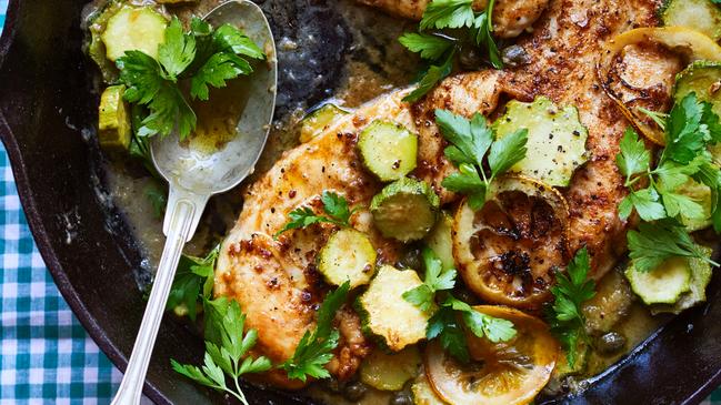 Chicken and zucchini piccata.