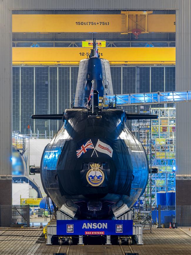 The commissioning of submarine HMS Anson at BAE System Barrow, Cumbira, England. Picture: Supplied