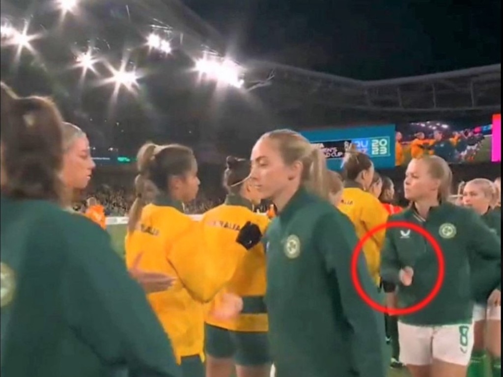 Ruesha Littlejohn appeared to pull her hand away from Caitlin Foord. Picture: TikTok.